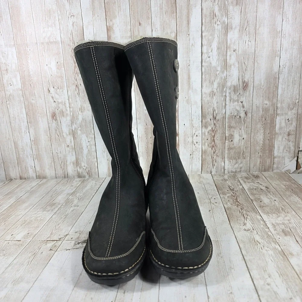 Teva Womens Black Nubuck Leather Shearling Lined Mid Calf Winter Boots‎  Size 6